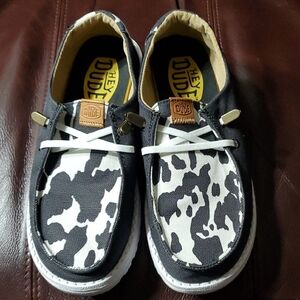 Hey Dude Kids' Black and White Patterned Sneakers